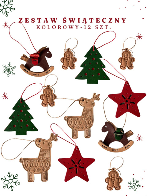 Zestaw ozdób świątecznych NALA - kolor zielono - czerwony, 12 szt Zestaw ozdób świątecznych NALA - kolor zielono - czerwony, 12 szt