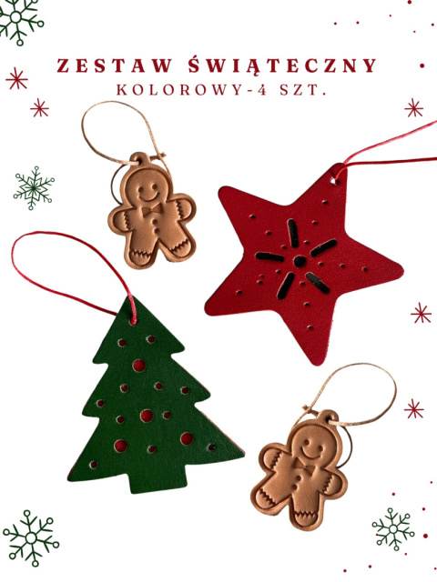 Zestaw ozdób świątecznych NALA - kolor zielono - czerwony, 4 szt Zestaw ozdób świątecznych NALA - kolor zielono - czerwony, 4 szt