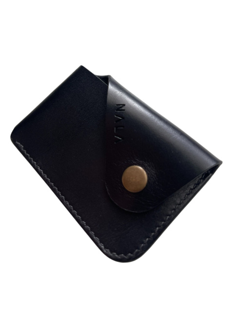 Cardholder - etui na karty, kolekcja "Katowice", kolor czarny - złoto, skóra naturalna Cardholder - etui na karty, kolekcja "Katowice", kolor czarny - złoto, skóra naturalna