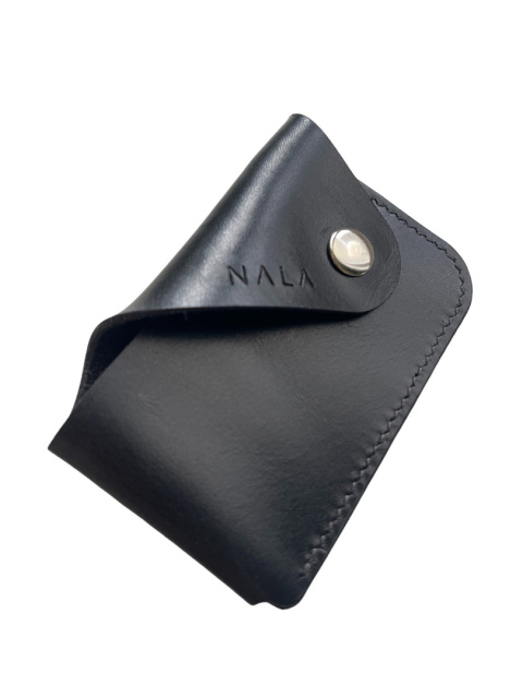 Cardholder - etui na karty, kolekcja "Katowice", kolor czarny - srebro, skóra naturalna Cardholder - etui na karty, kolekcja "Katowice", kolor czarny - srebro, skóra naturalna
