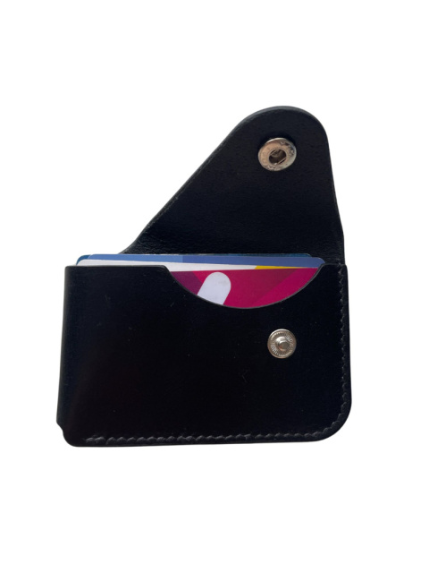 Cardholder - etui na karty, kolekcja "Katowice", kolor czarny - srebro, skóra naturalna Cardholder - etui na karty, kolekcja "Katowice", kolor czarny - srebro, skóra naturalna