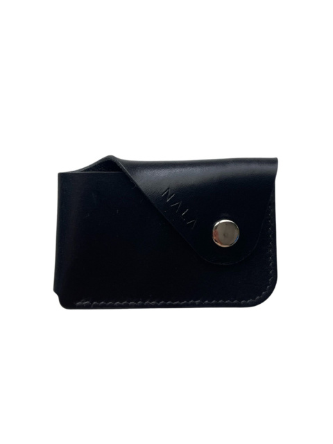 Cardholder - etui na karty, kolekcja "Katowice", kolor czarny - srebro, skóra naturalna Cardholder - etui na karty, kolekcja "Katowice", kolor czarny - srebro, skóra naturalna