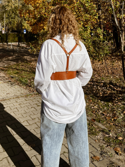 Szelki typu Hernes, kolekcja "Szczyrk", skóra naturalna, kolor kasztanowy, okucia złote Szelki typu Hernes, kolekcja "Szczyrk", skóra naturalna, kolor kasztanowy, okucia złote