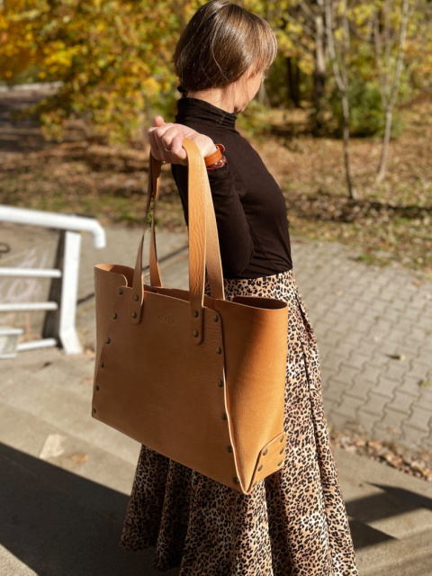 Torebka Shopperka duża, kolekcja „Łeba", kolor piaskowy, skóra naturalna Torebka Shopperka duża, kolekcja „Łeba", kolor piaskowy, skóra naturalna