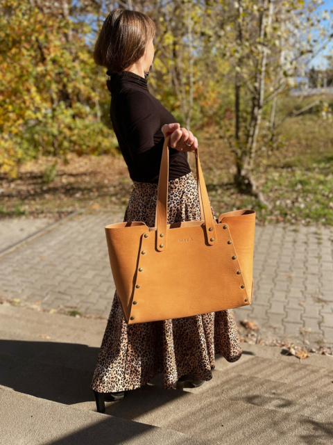Torebka Shopperka duża, kolekcja „Łeba", kolor piaskowy, skóra naturalna Torebka Shopperka duża, kolekcja „Łeba", kolor piaskowy, skóra naturalna