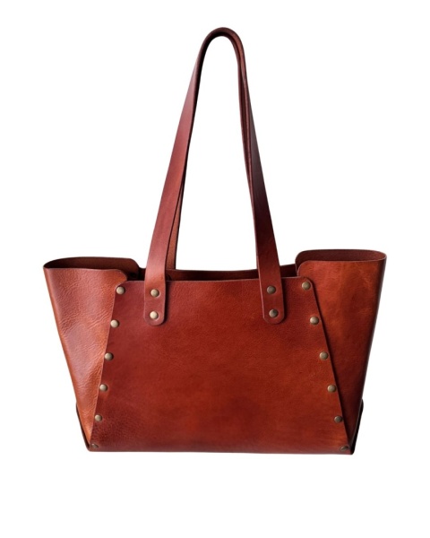 Torebka Shopperka duża, kolekcja „Szczyrk", kolor kasztanowy brąz, skóra naturalna