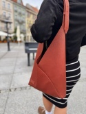 Torebka miękka ‚Origami’ duża, kolor terakota, skóra naturalna