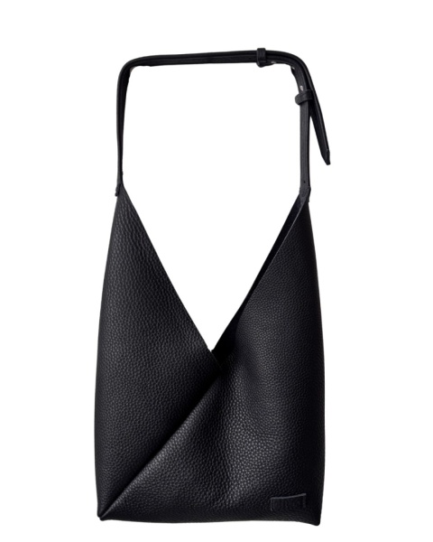 Torebka miękka ‚Origami’ duża, kolor czarny, skóra naturalna