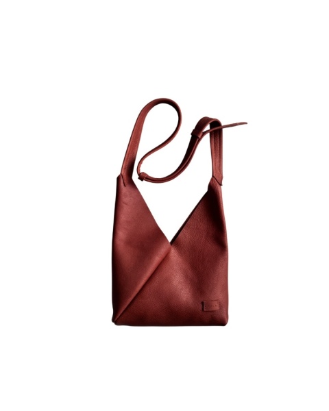 Torebka miękka ‚Origami’ mała, kolor terakota, skóra naturalna